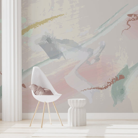 Mukei Open Room Small White Chair and Table with White Pillar