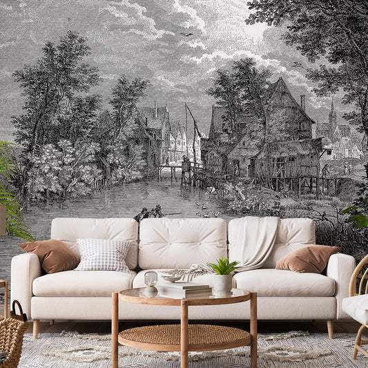 Poullain Beige Sofa With Lots of Green Plants
