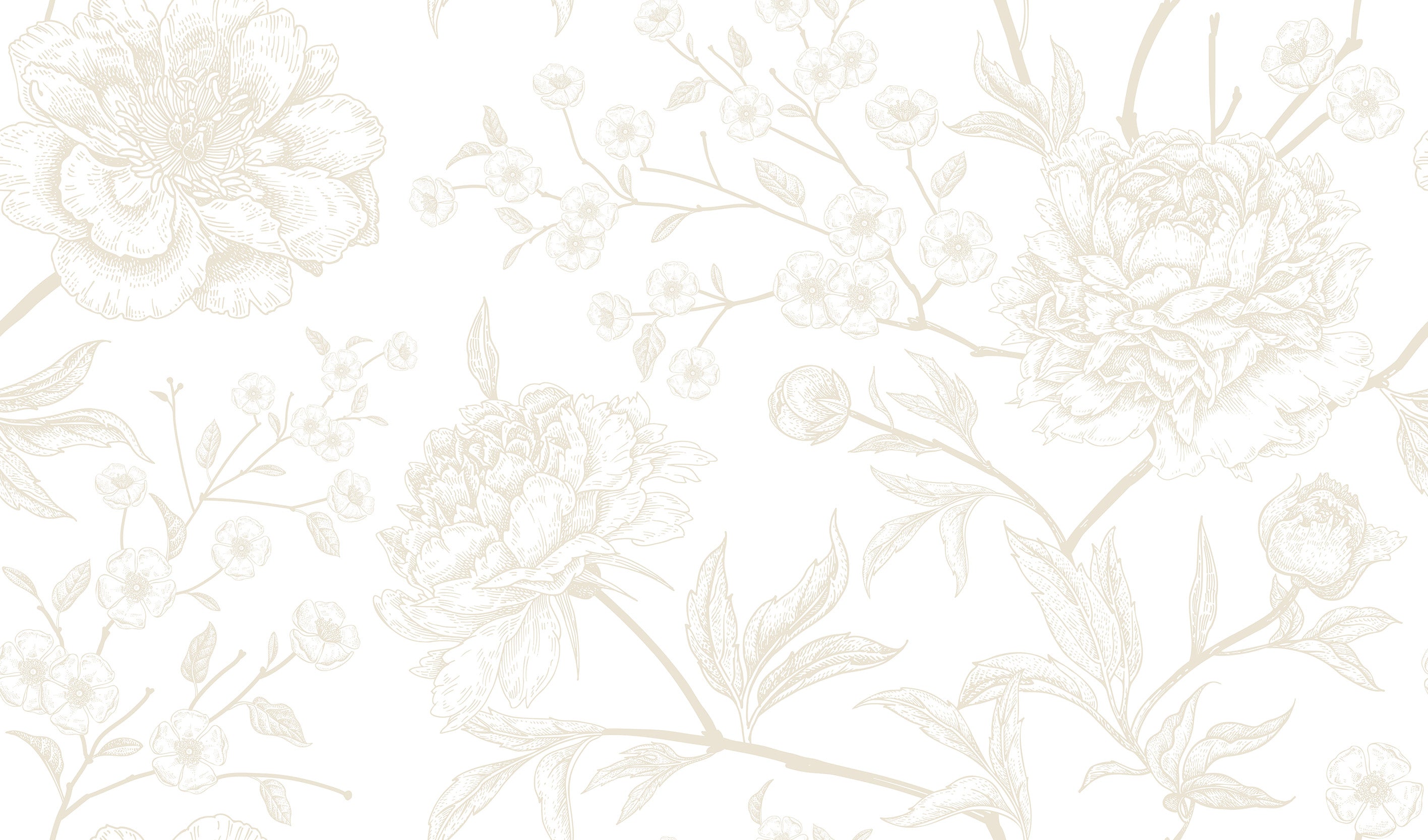 Botanique Subtil - Papier Peint Mural Floral Subtil dans une Palette de Couleurs Minimaliste