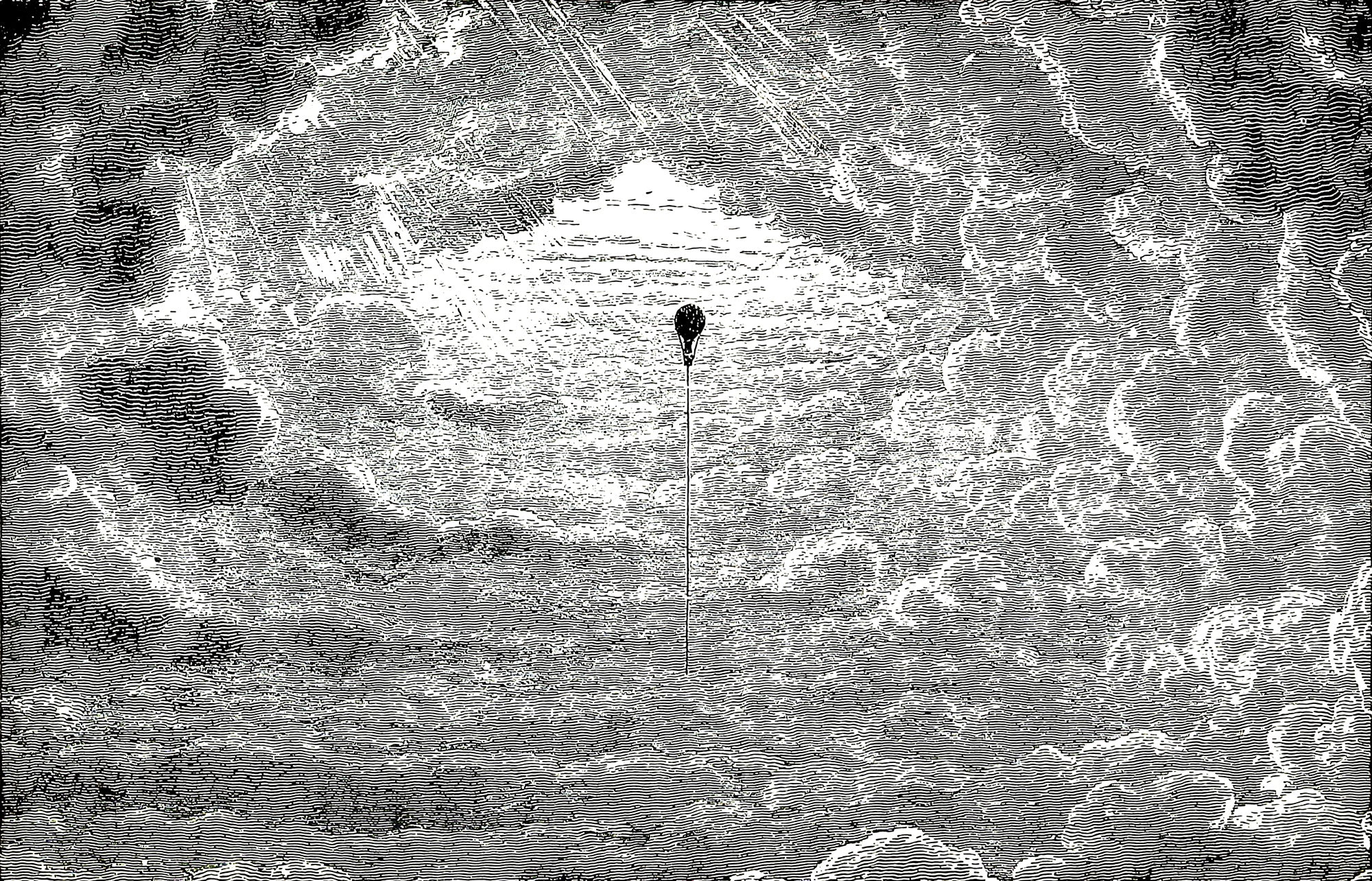 Theo Mono - Papier Peint Ciel en Montgolfière Gravé en Noir et Blanc