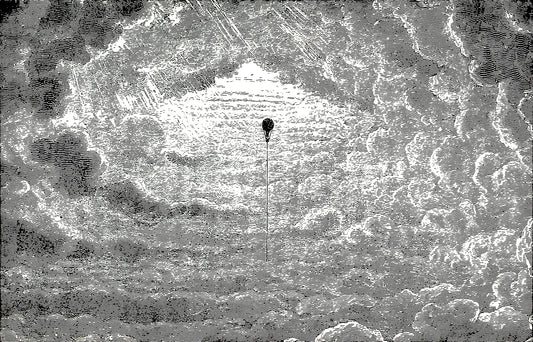 Theo Mono - Black and White Etched Hot Air Balloon Sky Wallpaper Mural
