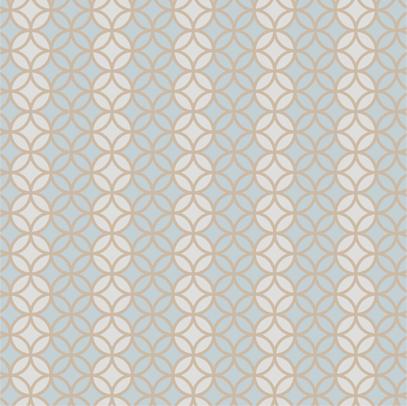 Shippo Light  Cream and Blue Interlocking Circles Wallpaper Mural Full Artwork