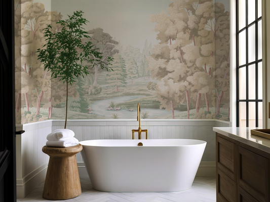Adeline - Calm Woodland Landscape in Soft Vintage Tones Wallpaper Mural