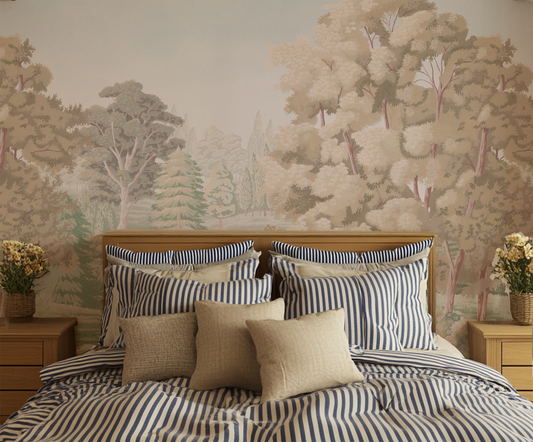 Adeline - Calm Woodland Landscape in Soft Vintage Tones Wallpaper Mural