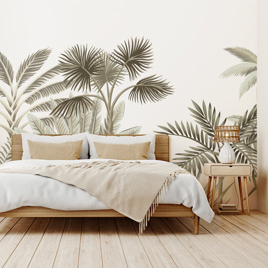 Anizing with Beige Bed With Beige Plants and Lampshade