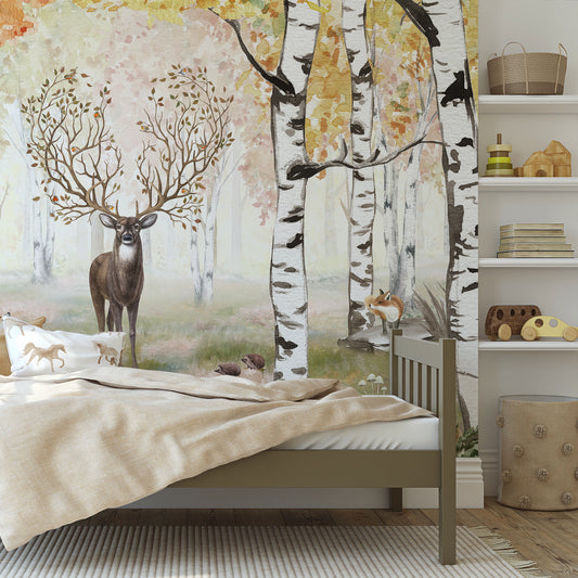 Antlers Autumn with Green Bed With Horse Pillowcase