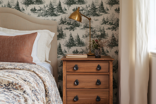 Bailey - Classic Snowy Forest Village Scenic Winter Landscape Art Pattern Wallpaper Mural