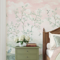 Maeve – Fresque murale : arbres style chinoiserie rose