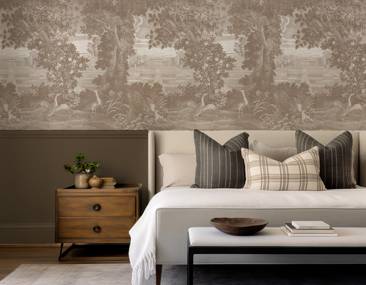 Agnes - Sable Brown Vintage Jungle Tapestry Mural Wallpaper Mural