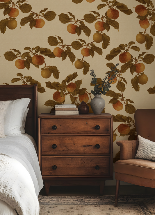 Cézanne - Vintage Apple Tree Branch Painting Pattern Wallpaper Mural