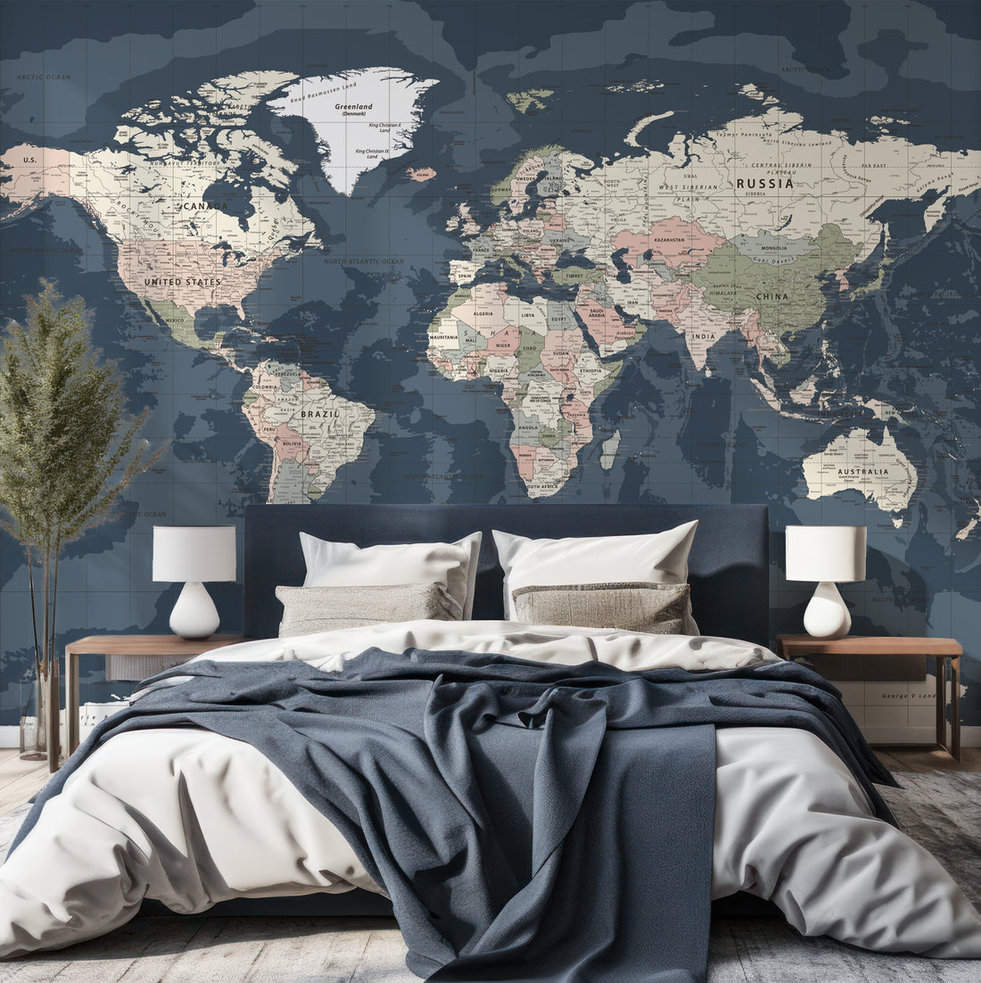 Papier Peint Fresque Carte du Monde Vintage Sombre - Removable Vinyl (Peel & Stick)