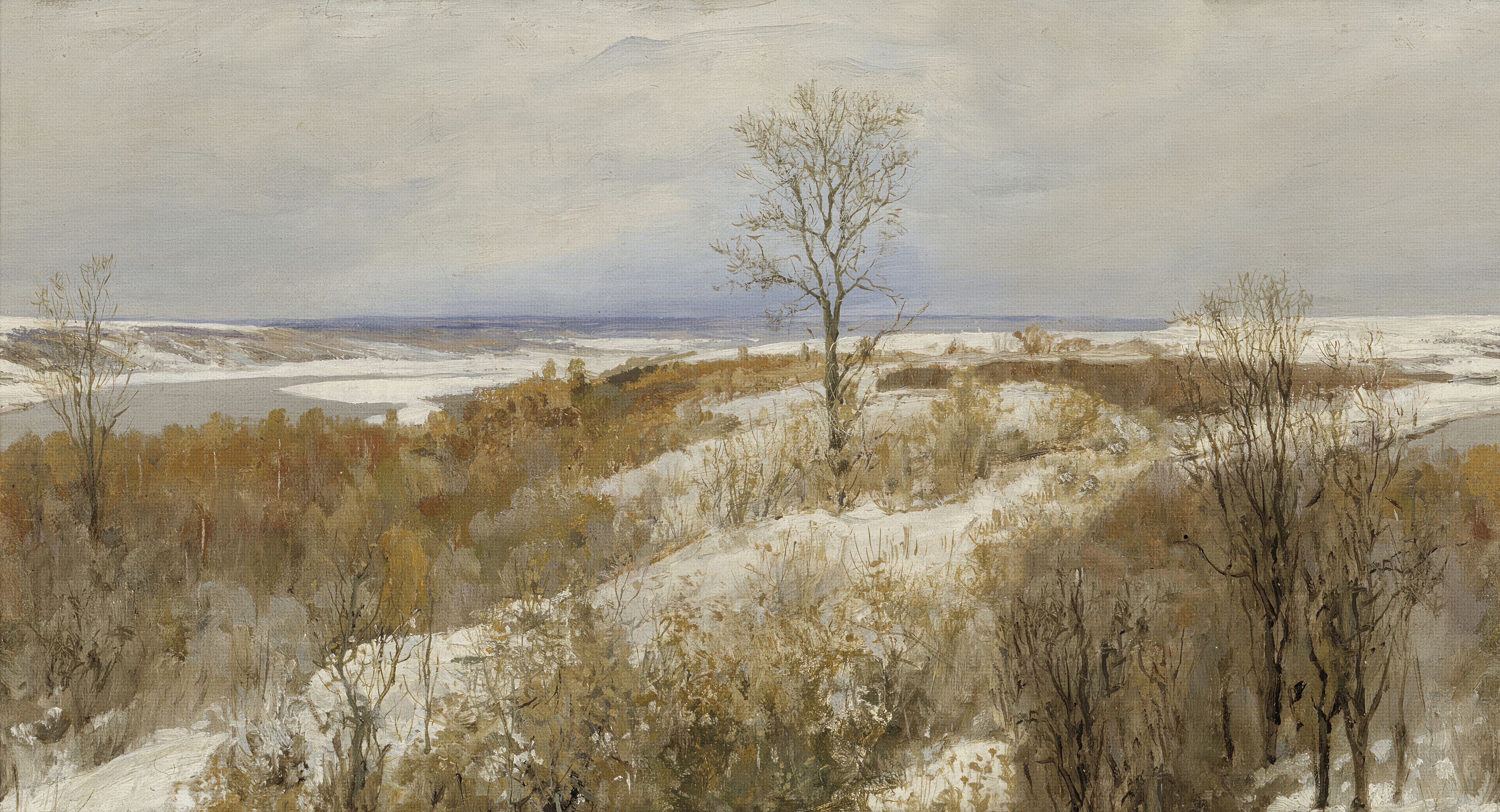 Winter landscape painting