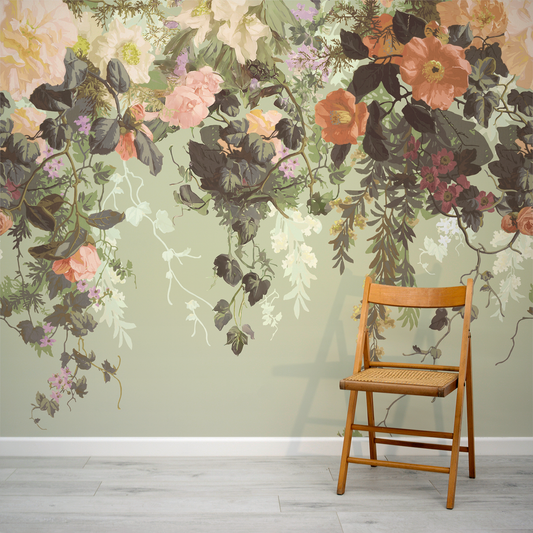 Fluer Tropical - Papier peint mural à fleurs vintage