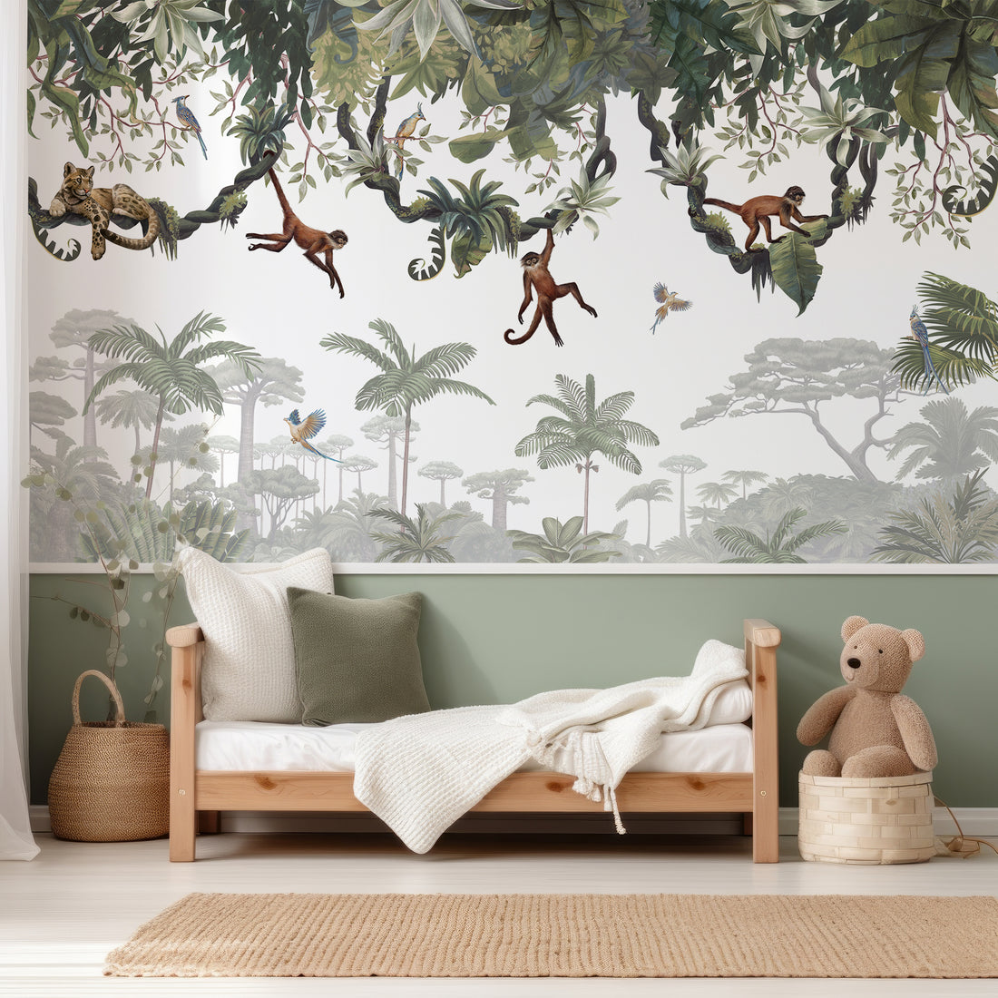 Singes se balançant dans les arbres papier peint panoramique - Traditional Wallpaper (Paste-the-wall)
