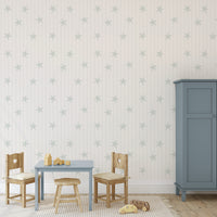 Cove - Green Pinstripe Starfish Wallpaper Mural