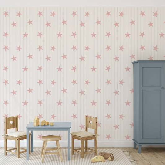 Ariel - Pinstripe Starfish Wallpaper Mural