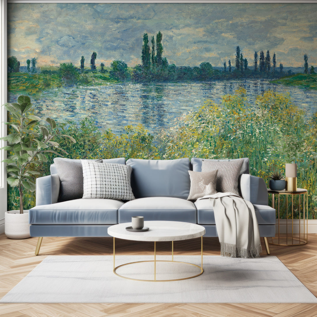 Papier peint panormaique Monet river painted landscape - Traditional Wallpaper (Paste-the-Wall)