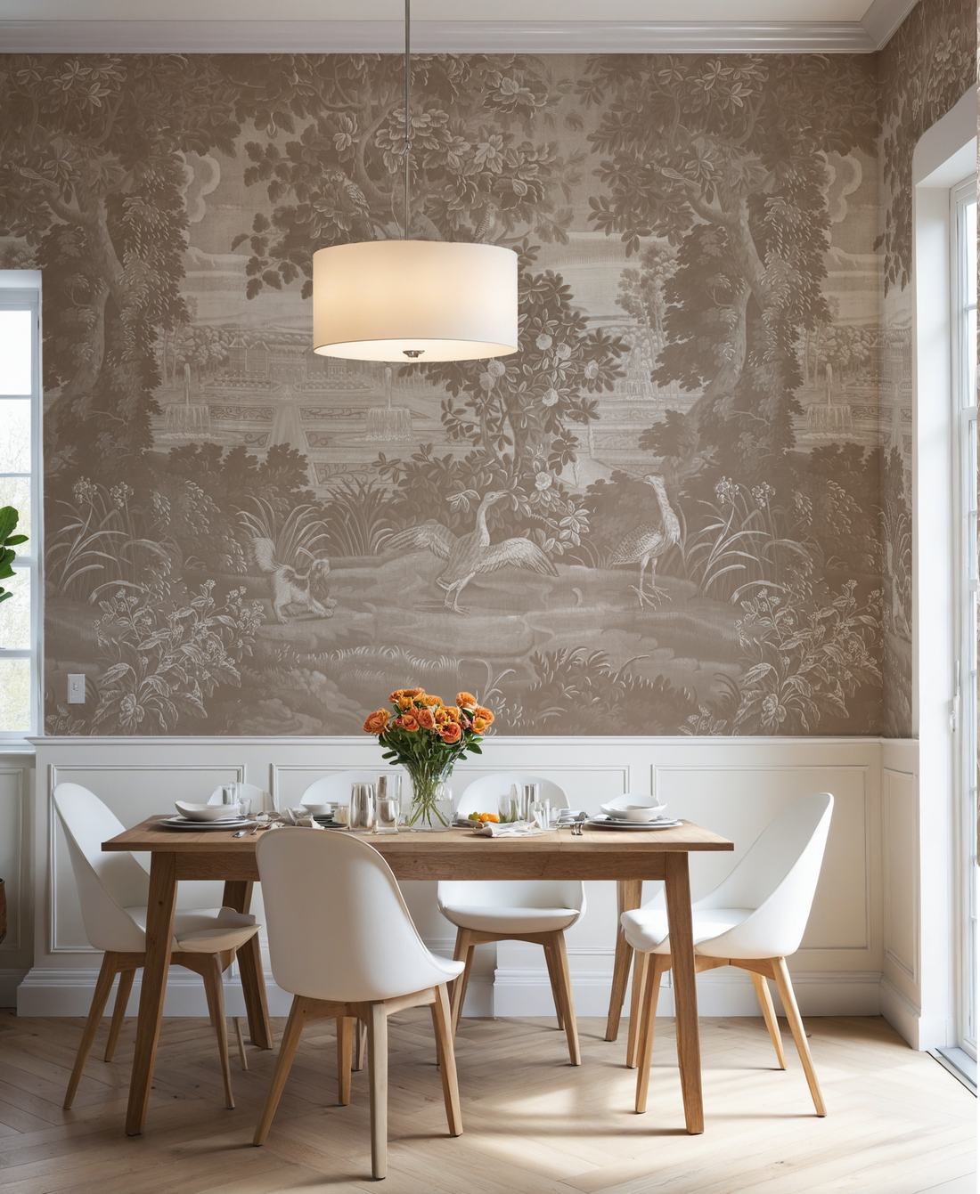 Sable Brown Vintage Jungle Tapestry - Traditional Wallpaper (Paste-the-wall)