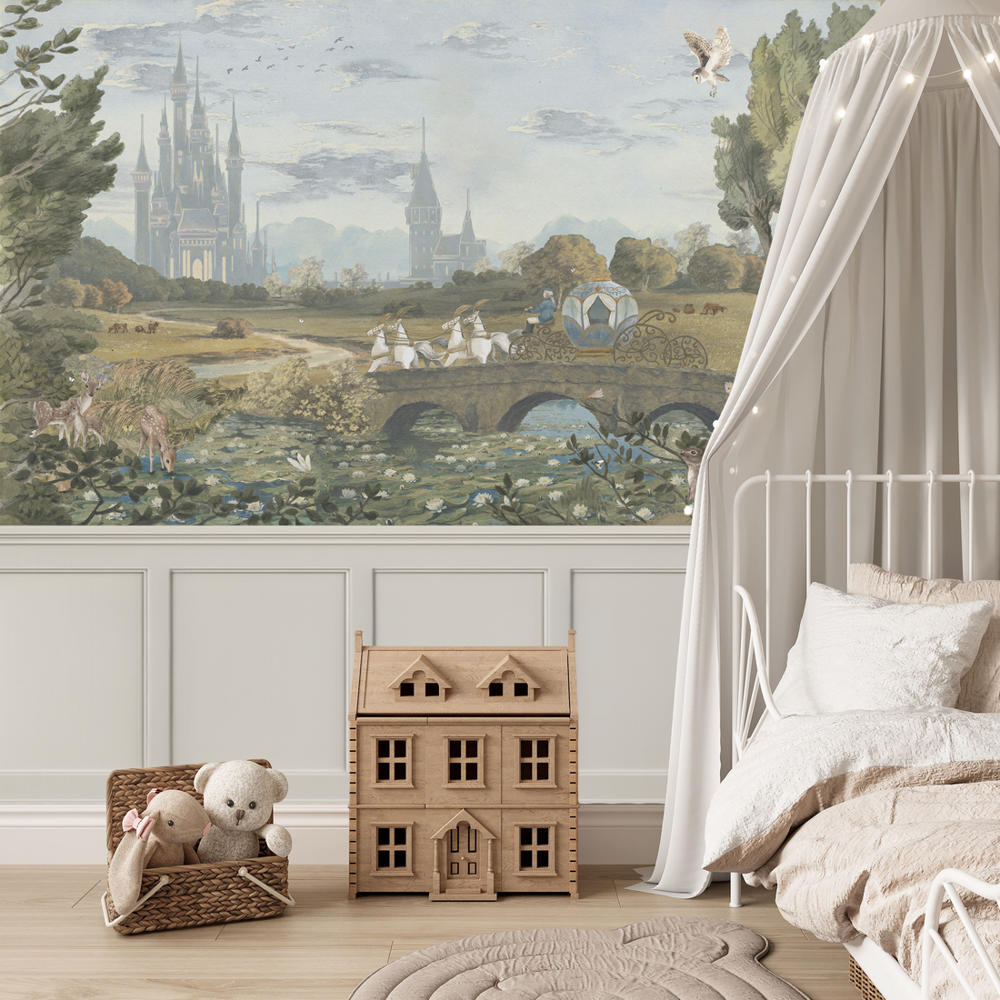 Papier peint panoramique féerique pour enfants sur le thème de la princesse des bois - Removable Wallpaper (Peel & Stick)
