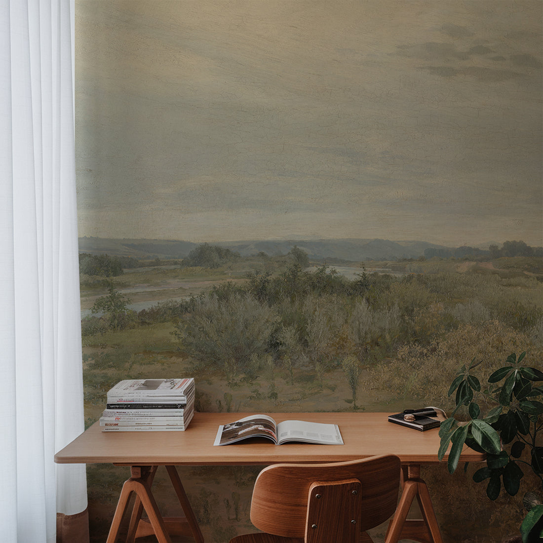 Papier peint panoramique représentant un paysage britannique vintage - Removable Wallpaper (Peel & Stick)
