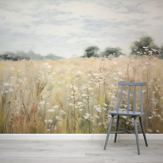 Foxglove Wallpaper With a Grey Chair