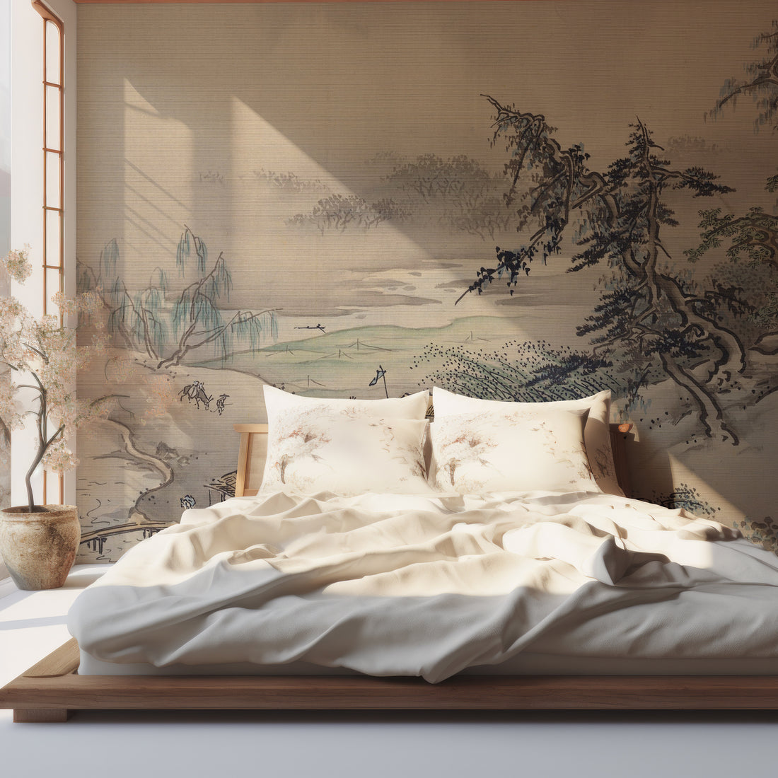 Hashimoto Gahō – paysage d'un village japonais en papier peint - Removable Vinyl (Peel & Stick)
