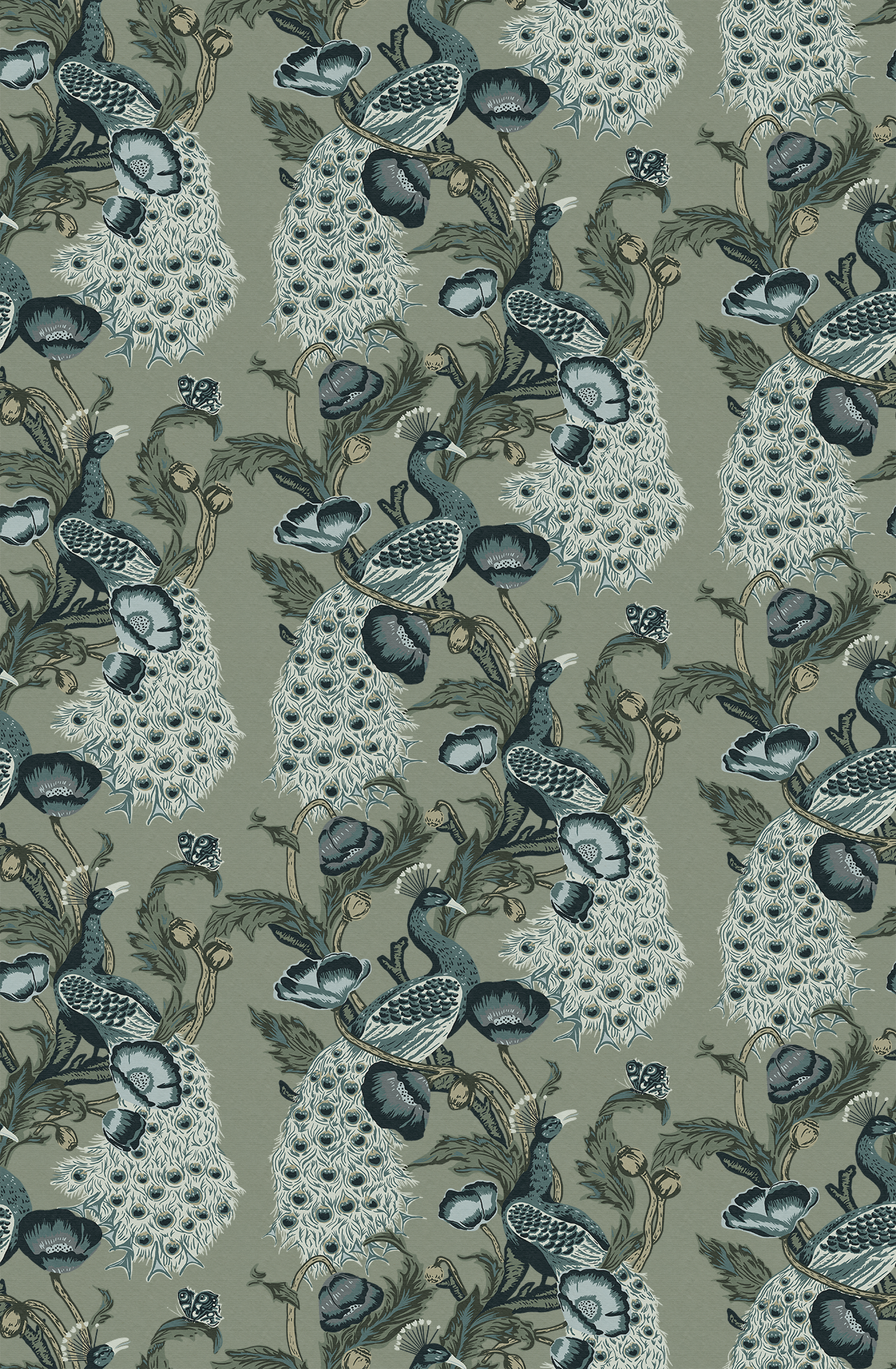 Josephine wallpaper a blue peacock pattern