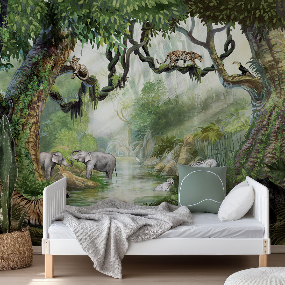 Chats Sauvages dans la Jungle Papier Peint Panoramique - Traditional Wallpaper (Paste-the-wall)
