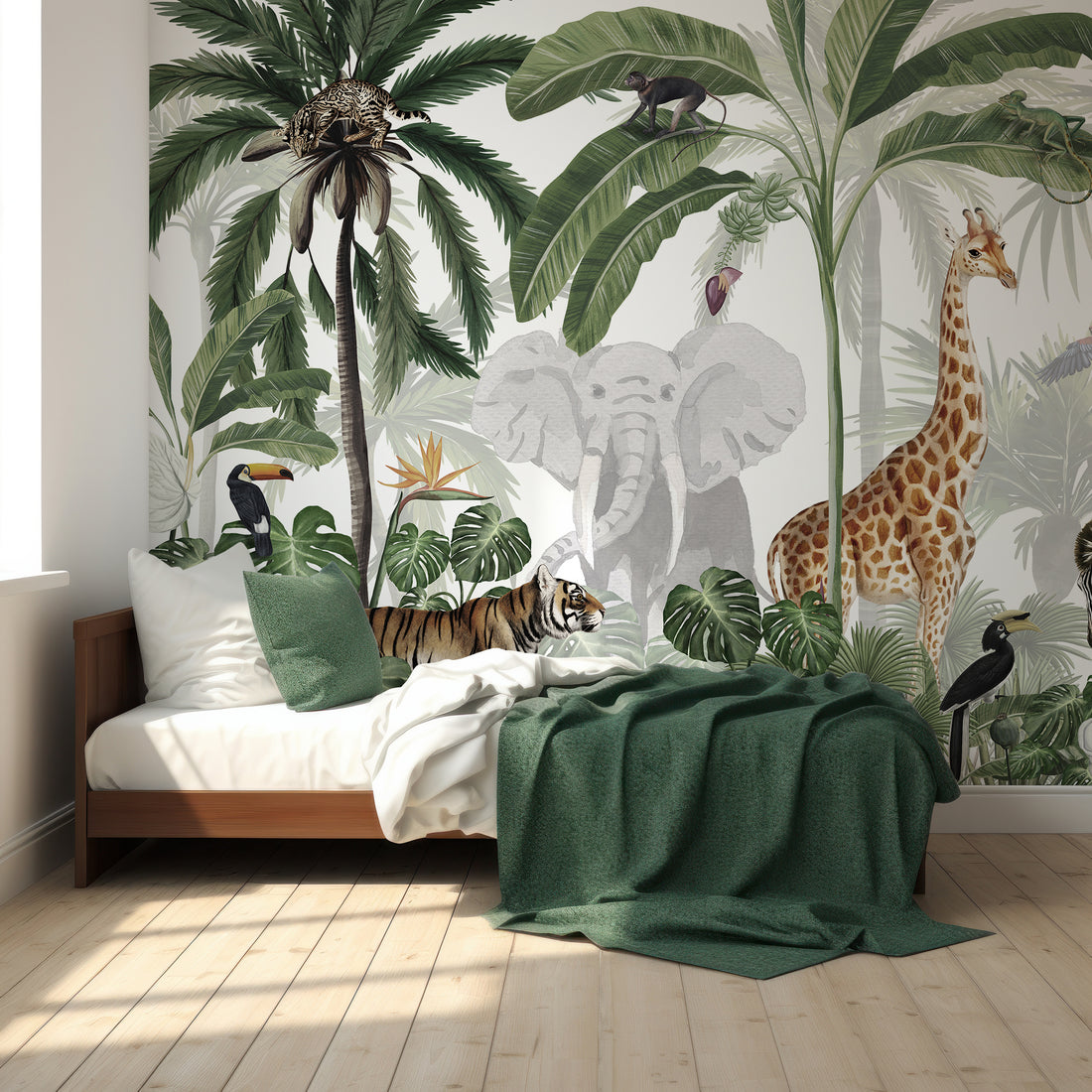 Papier peint mural pour enfants sur le thème de la jungle exotique - Traditional Wallpaper (Paste-the-wall)