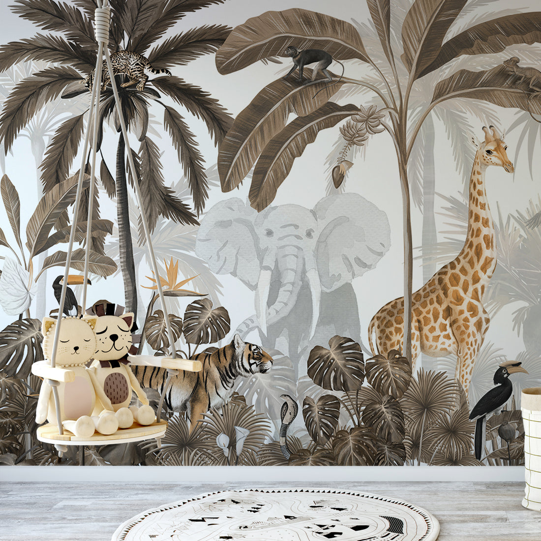 Papier Peint Panoramique Jungle pour Enfants - Removable Vinyl (Peel & Stick)