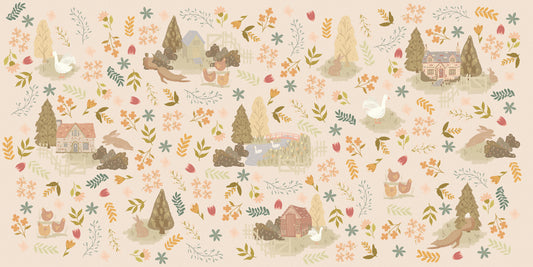 Juniper Countryside Animals and Flowers in a Nature Scene Wallpaper Mural Full Image 