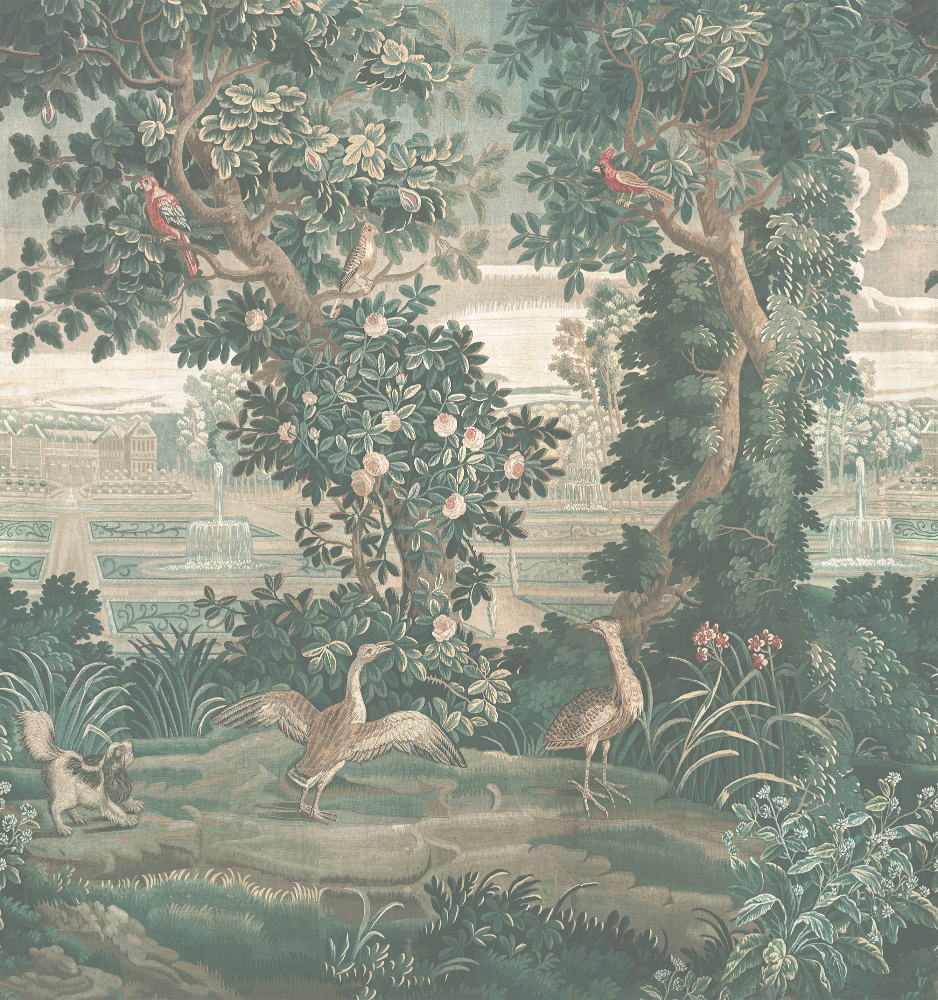 Katharine - Papier peint panoramique tapisserie jungle vintage verte