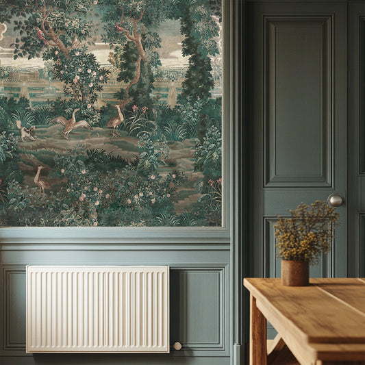 Katharine Wallpaper in a Blue Hallway