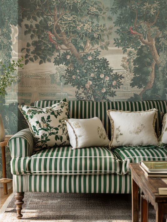 Katharine - Green Vintage Jungle Tapestry Mural Wallpaper Mural