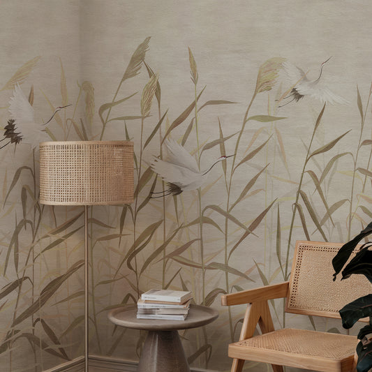 Hisako - Elegant White Crane Wallpaper Mural