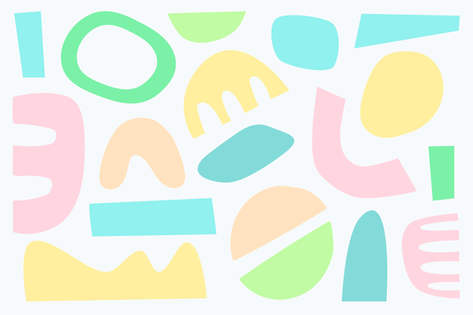 Pastel Puzzles Bright Colourful Abstract Cut-Out Shapes Full Artwork