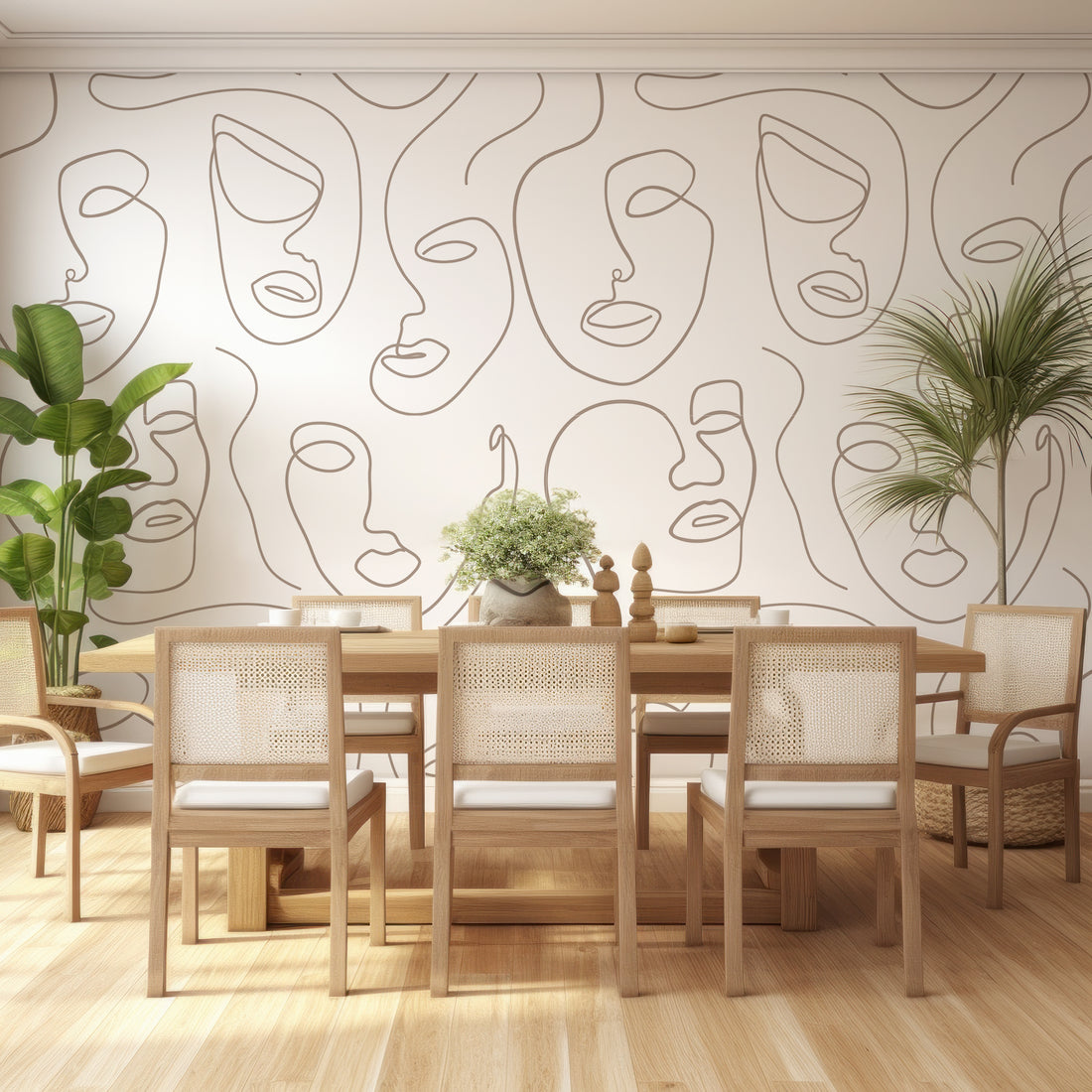 Papier peint Dessin au Trait Abstrait Gris et Blanc - Traditional Wallpaper (Paste-the-wall)