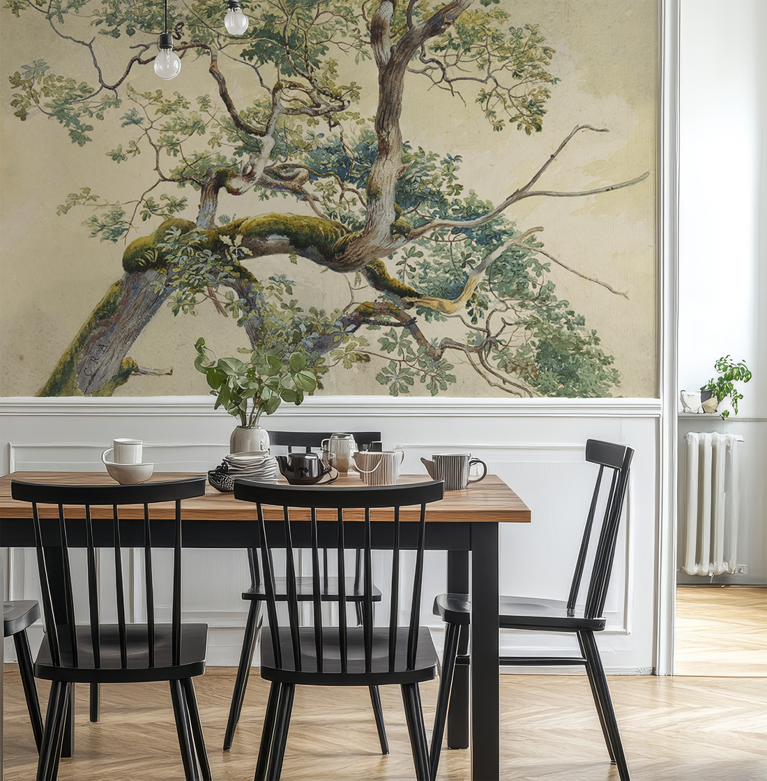 Papier peint aquarelle représentant une branche d'arbre - Removable Wallpaper (Peel & Stick)