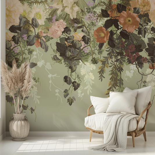 Fluer Tropical - Papier peint mural à fleurs vintage