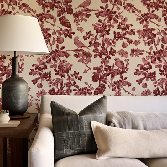 Ruby - Floral Bird Wallpaper Mural