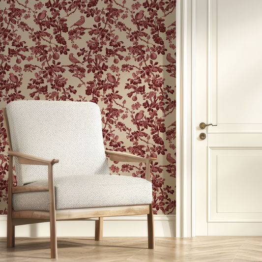 Ruby - Floral Bird Wallpaper Mural