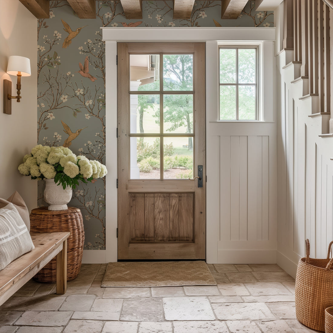 Branches et Oiseaux de Chinoiserie Exquises Papier Peint - Removable Vinyl (Peel & Stick)