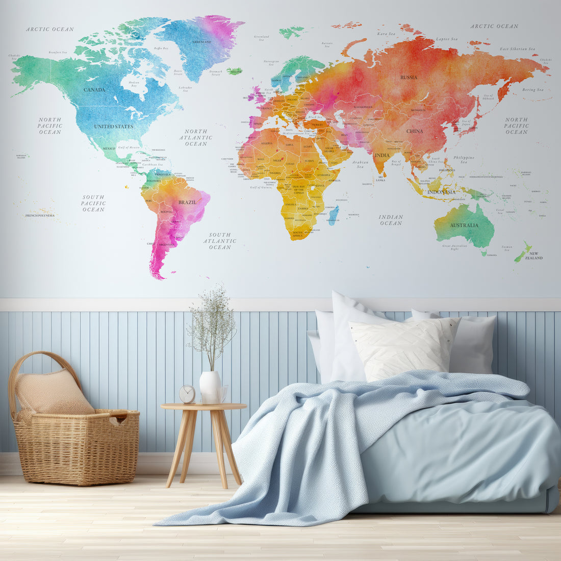 Peinture e Carte du Monde Splash Peinture Colorée - Traditional Wallpaper (Paste-the-wall)