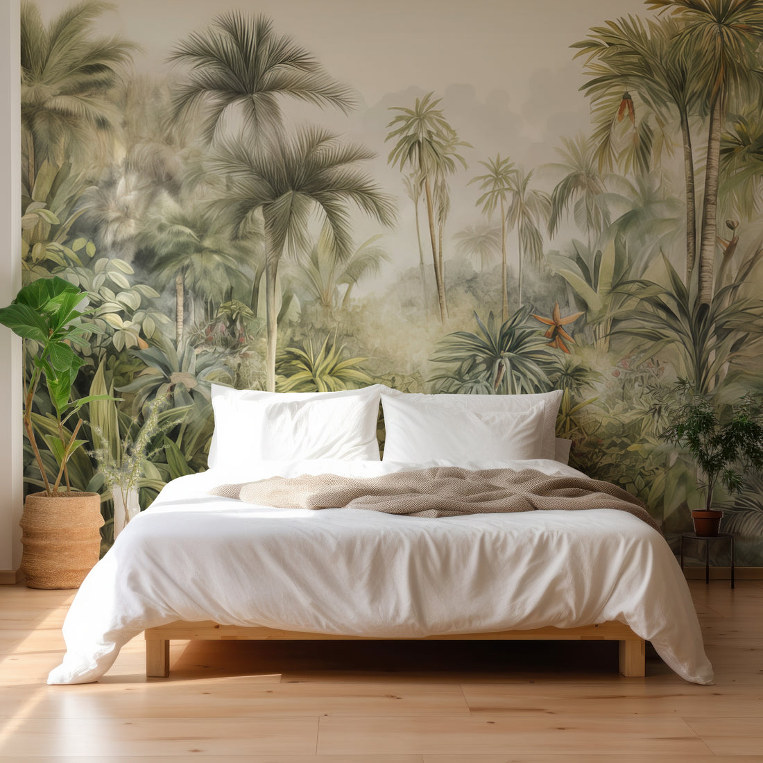 Arbres de la Jungle à l'Aquarelle - Traditional Wallpaper (Paste-the-wall)