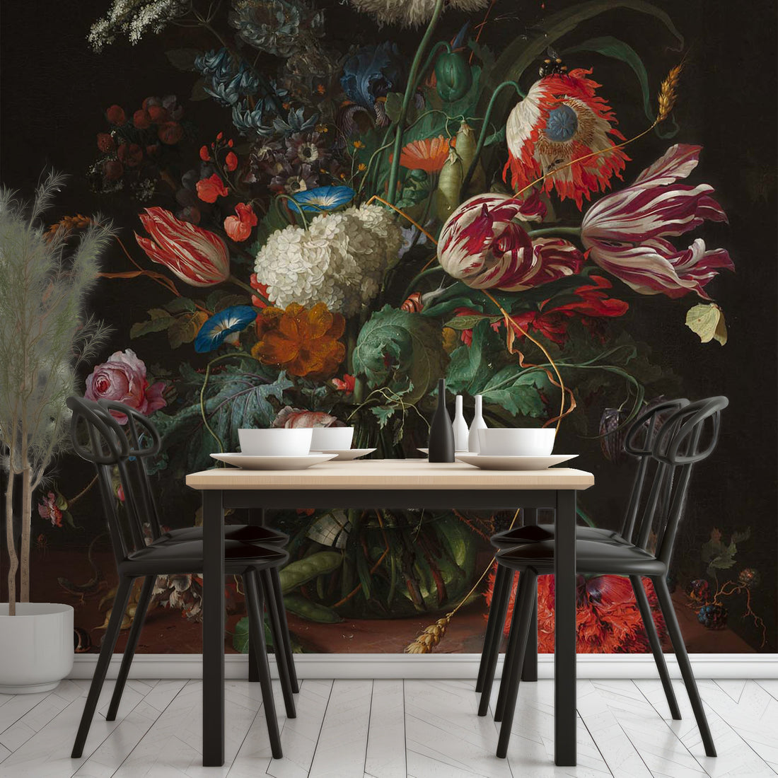 Papier Peint Panoramique Vase de Fleurs Peinture à l'Huile par de Heem - Traditional Wallpaper (Paste-the-wall)