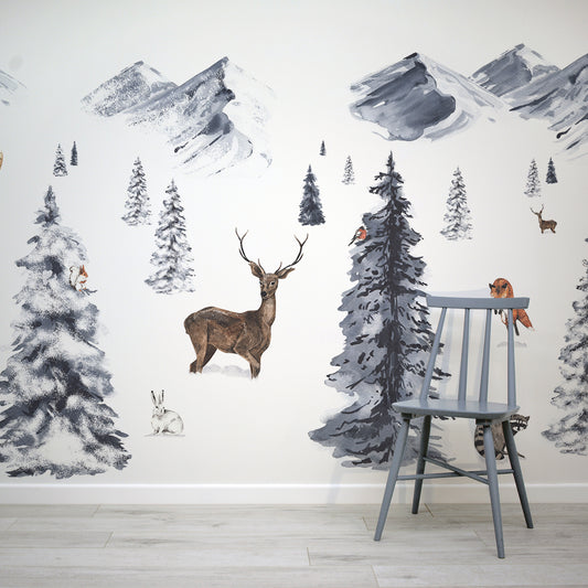 Winter Wonderland Wallpaper In Room WIth Grey Chair