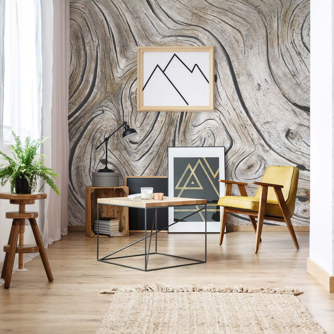 Papier Peint Effet Bois Réaliste Style Scandinave - Removable Vinyl (Peel & Stick)