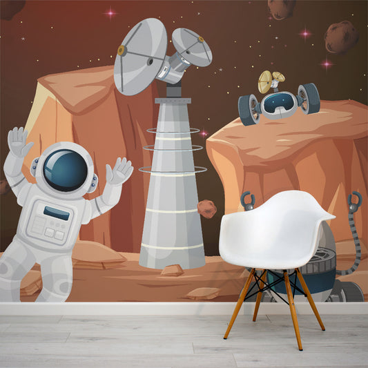 Children's Astronaut on Mars Wall Mural by WallpaperMural.com