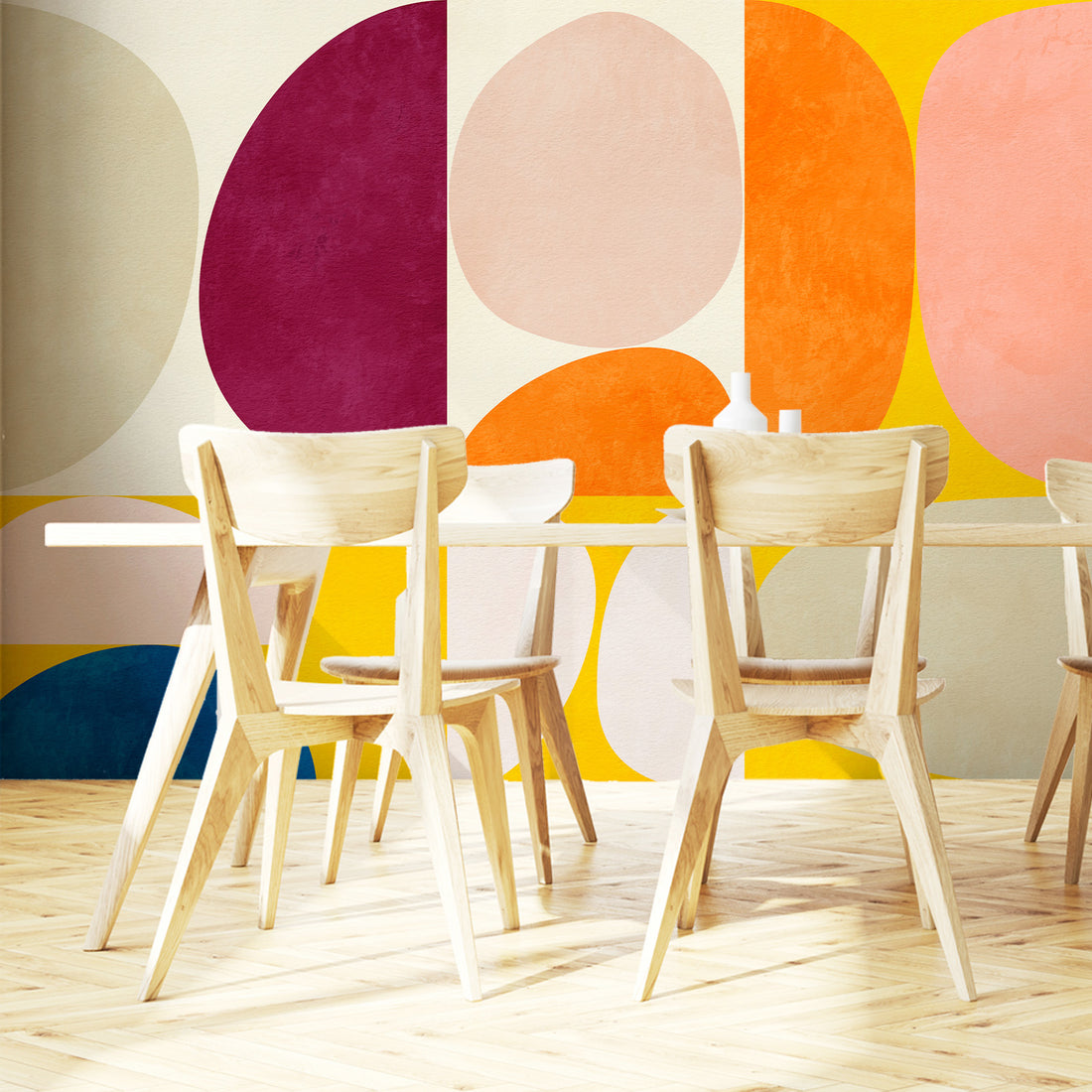 Papier Peint Fresque Formes Abstraites du Milieu du Siècle - Removable Wallpaper (Peel & Stick)