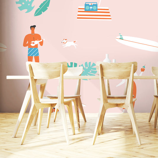 Koa wallpaper mural in a dining room | WallpaperMural.com